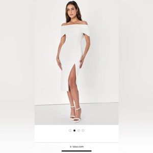 Lulu’s White Off-the-Shoulder Bodycon MIDI Dress